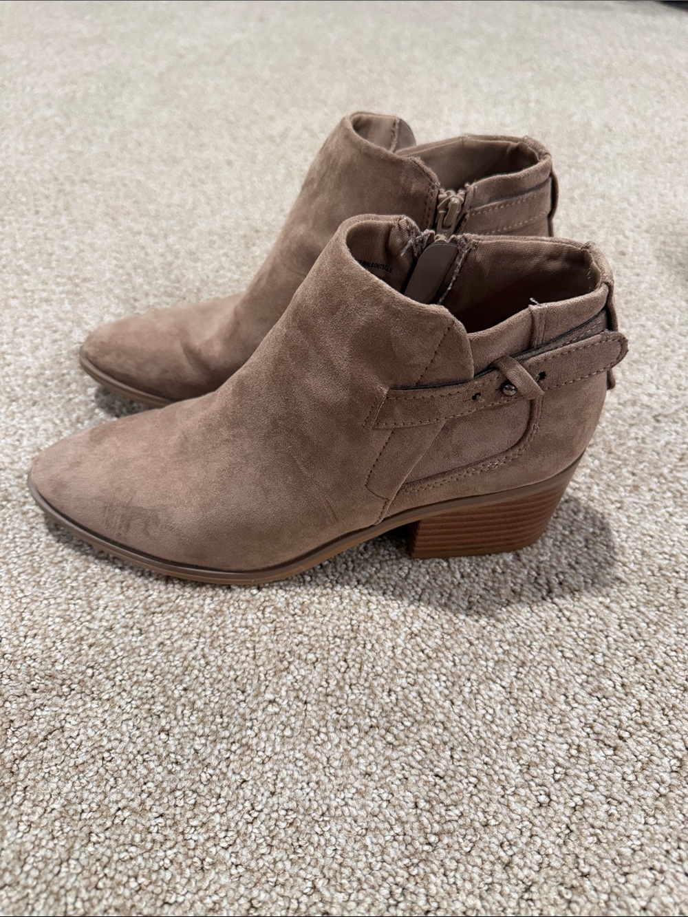 a new day Taupe Suede Ankle Booties with Low Block Heel